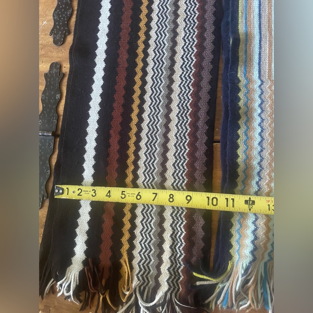 Lot Of 2 Missoni For Target Scarves Zig Zag Fringe Stripe Knit Wool Blend - Picture 7 of 8